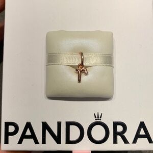 Pandora Rose Gold Letter R Charm with Clear Stone